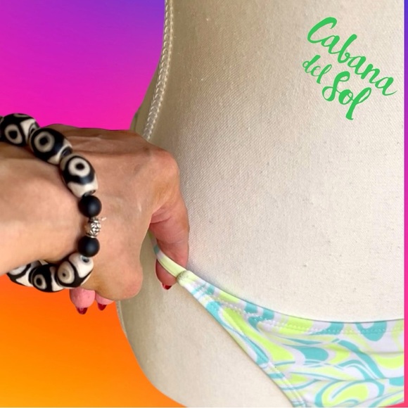 Swirl Bikini - Teal and Yellow ( with cover-up) - Picture 4 of 15